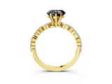 Yellow gold Fancy Black Heart Cut Diamond Solitaire with Side Stones on a Pavé Band and Four-Prong Setting_3