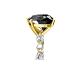 Yellow gold Fancy Black Heart Cut Diamond Solitaire with Side Stones on a Pavé Band and Four-Prong Setting_5