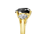 Yellow gold Fancy Black Heart Cut Diamond Three-Stone Engagement Ring with Prong Setting and Pavé Band_5