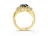 Yellow gold Fancy Black Heart Cut Diamond Three-Stone Ring with Four-Prong Setting and Classic Band_3