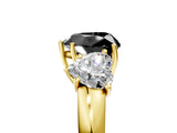 Yellow gold Fancy Black Heart Cut Diamond Three-Stone Ring with Four-Prong Setting and Classic Band_5