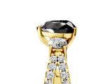 Yellow gold Fancy Black Heart Cut Diamond Three-Stone Ring with Pavé Split Shank and Four-Prong Setting_5