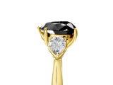 Yellow gold Fancy Black Heart Cut Diamond Three-Stone Ring with Pear Side Stones and Four-Prong Setting_29