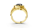 Yellow gold Fancy Black Heart Cut Halo Diamond Engagement Ring with Pave Split Shank and Four-Prong Setting_3