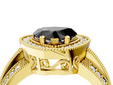 Yellow gold Fancy Black Heart Cut Halo Diamond Engagement Ring with Pave Split Shank and Four-Prong Setting_4