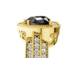Yellow gold Fancy Black Heart Cut Halo Diamond Engagement Ring with Pave Split Shank and Four-Prong Setting_5