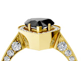 Yellow gold Fancy Black Heart Cut Halo Diamond Engagement Ring with Split Shank Band and Four-Prong Setting_4