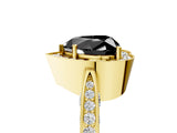 Yellow gold Fancy Black Heart Cut Halo Diamond Engagement Ring with Split Shank Band and Four-Prong Setting_5