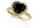 Yellow gold Fancy Black Heart Cut Halo Diamond Pave Band with Prong Setting_1