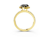 Yellow gold Fancy Black Heart Cut Halo Diamond Pave Band with Prong Setting_3
