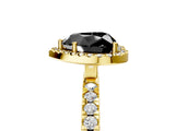 Yellow gold Fancy Black Heart Cut Halo Diamond Pave Band with Prong Setting_5