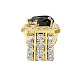Yellow gold Fancy Black Heart Cut Halo Diamond Ring with Split Shank and Four-Prong Setting_5