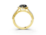 Yellow gold Fancy Black Heart Cut Halo Pavé Diamond Engagement Ring with Split Shank and Four-Prong Setting_6