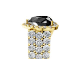Yellow gold Fancy Black Heart Cut Halo Pavé Diamond Engagement Ring with Split Shank and Four-Prong Setting_8