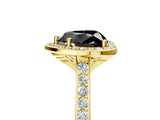 Yellow gold Fancy Black Heart Cut Halo Round Diamond Pavé Band with Four-Prong Setting_8