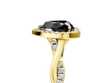 Yellow gold Fancy Black Heart Cut Halo Twist Band with Four-Prong Setting_17