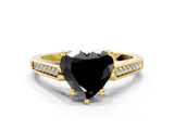 Yellow gold Fancy Black Heart Cut Solitaire Cathedral Diamond Engagement Ring with Channel-Set Band and Four-Prong Setting_3