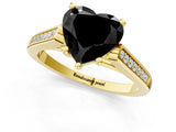 Yellow gold Fancy Black Heart Cut Solitaire Cathedral Diamond Engagement Ring with Channel-Set Band and Four-Prong Setting_4