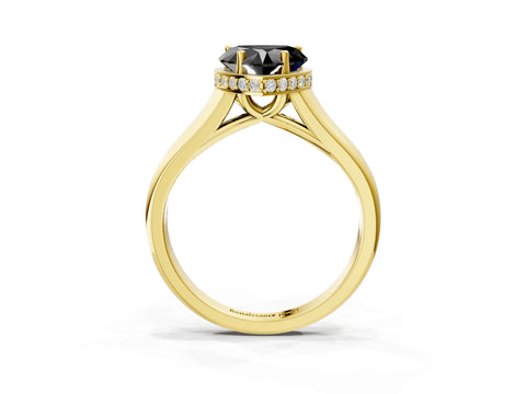 Yellow gold Fancy Black Heart Cut Solitaire Diamond Engagement Ring with Four-Prong Setting and Tapered Band_3