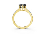 Yellow gold Fancy Black Heart Cut Solitaire Diamond Engagement Ring with Pavé Band and Six-Prong Setting_15