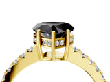 Yellow gold Fancy Black Heart Cut Solitaire Diamond Engagement Ring with Pavé Band and Six-Prong Setting_16