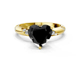 Yellow gold Fancy Black Heart Cut Solitaire Diamond Engagement Ring with Twisted Pave Band and Four-Prong Setting_3