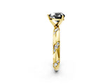 Yellow gold Fancy Black Heart Cut Solitaire Diamond Engagement Ring with Twisted Pave Band and Four-Prong Setting_5
