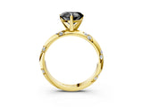 Yellow gold Fancy Black Heart Cut Solitaire Diamond Engagement Ring with Twisted Pave Band and Four-Prong Setting_6