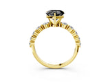 Yellow gold Fancy Black Heart Cut Solitaire Diamond Ring with Pave Band and Four-Prong Setting_3