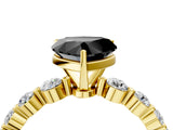 Yellow gold Fancy Black Heart Cut Solitaire Diamond Ring with Pave Band and Four-Prong Setting_4