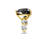 Yellow gold Fancy Black Heart Cut Solitaire Diamond Ring with Pave Band and Four-Prong Setting_5