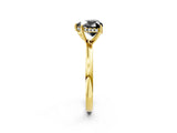 Yellow gold Fancy Black Heart Cut Solitaire Diamond Ring with Prong Setting and Plain Band_2