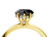Yellow gold Fancy Black Heart Cut Solitaire Diamond Ring with Prong Setting and Plain Band_4