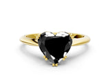 Yellow gold Fancy Black Heart Cut Solitaire Diamond Ring with Six-Prong Setting and Classic Band_12