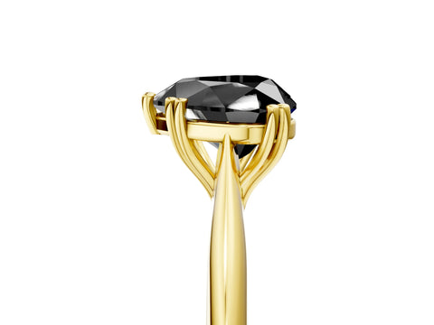 Yellow gold Fancy Black Heart Cut Solitaire Diamond Ring with Six-Prong Setting and Classic Band_5