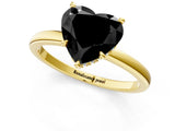 Yellow gold Fancy Black Heart Cut Solitaire Engagement Ring with Cathedral Band and Four-Prong Setting_1