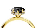 Yellow gold Fancy Black Heart Cut Solitaire Engagement Ring with Cathedral Band and Four-Prong Setting_4