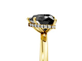 Yellow gold Fancy Black Heart Cut Solitaire Engagement Ring with Cathedral Band and Four-Prong Setting_5