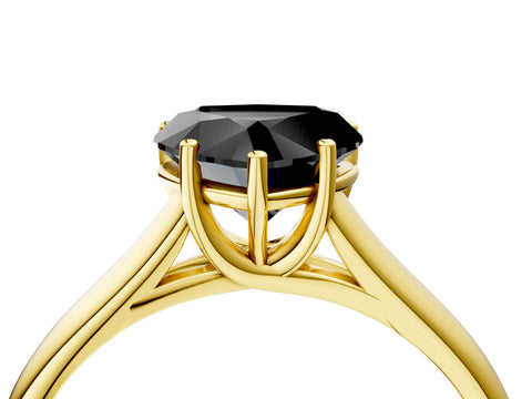 Yellow gold Fancy Black Heart Cut Solitaire Engagement Ring with Tapered Band and Four-Prong Setting_17