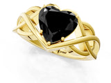 Yellow gold Fancy Black Heart Cut Solitaire Intertwined Band Prong Setting Ring_1