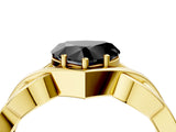 Yellow gold Fancy Black Heart Cut Solitaire Intertwined Band Prong Setting Ring_4