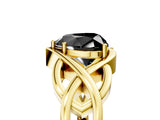 Yellow gold Fancy Black Heart Cut Solitaire Intertwined Band Prong Setting Ring_5