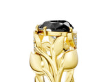 Yellow gold Fancy Black Heart Cut Solitaire Leaf-Inspired Engagement Ring with Prong Setting_17