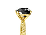 Yellow gold Fancy Black Heart Cut Solitaire Milgrain Engraved Band with Four-Prong Setting_5