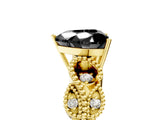 Yellow gold Fancy Black Heart Cut Solitaire Milgrain Leaf Band with Prong Setting_5