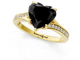 Yellow gold Fancy Black Heart Cut Solitaire Pavé Band with Four-Prong Setting_1