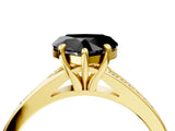 Yellow gold Fancy Black Heart Cut Solitaire Pavé Band with Four-Prong Setting_4