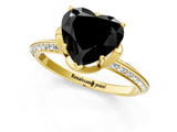 Yellow gold Fancy Black Heart Cut Solitaire Split Shank Pave Diamond Engagement Ring with Four-Prong Setting_25