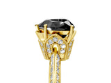 Yellow gold Fancy Black Heart Cut Solitaire Split Shank Pave Diamond Engagement Ring with Four-Prong Setting_5