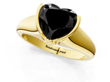 Yellow gold Fancy Black Heart Cut Solitaire Tension Set Diamond Ring with Split Shank Band_1